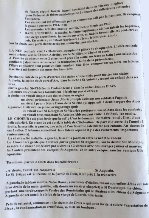 Information in situ sur l'église de Prénovel